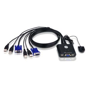 ATEN 2-Poorts USB VGA-kabel KVM-switch met externe poortselectieschakelaar