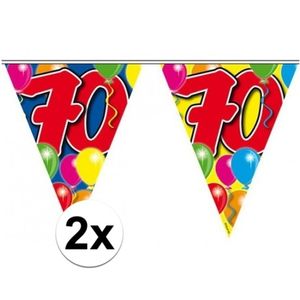 2x Leeftijd versiering vlaggenlijnen 70 jaar 10 meter