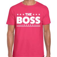 Cadeau T-shirt voor heren - roze - The Boss - Foute Party / thema kleding