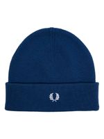 Fred Perry bonnet nervuré à logo brodé - Bleu - thumbnail