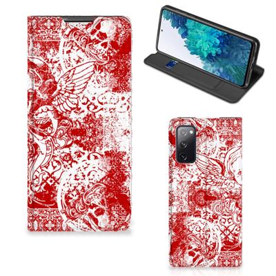 Mobiel BookCase Samsung Galaxy S20 FE Angel Skull Rood