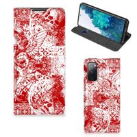 Mobiel BookCase Samsung Galaxy S20 FE Angel Skull Rood