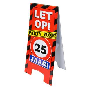 Waarschuwingsbord 25 jaar verjaardag feestdecoratie