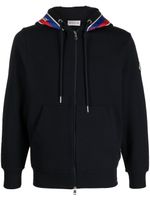 Moncler hoodie zippé à bande logo - Bleu - thumbnail