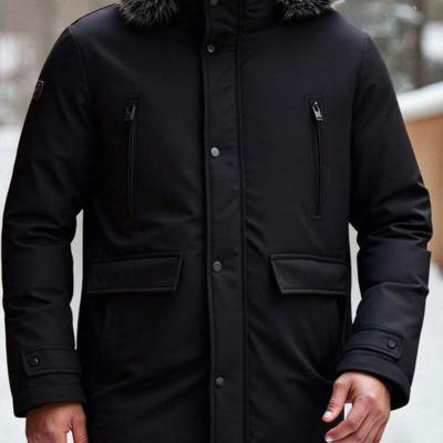 Bon&Bon Lange Winterjas Heren - Parka met Bontkraag - Zwart Polyester L(40/42