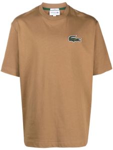 Lacoste t-shirt en coton à patch logo - Marron