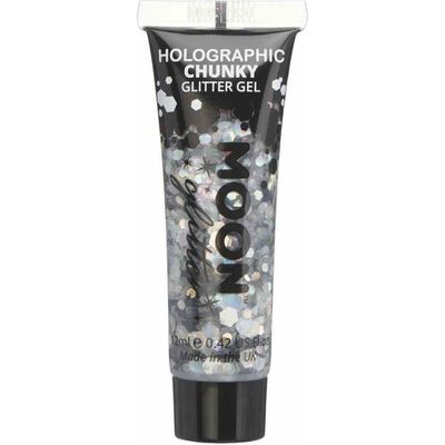 Moon Creations Chunky Glittergel voor lichaam en gezicht - zilver - 12 ml