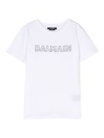 Balmain Kids t-shirt en coton à logo strassé - Blanc - thumbnail