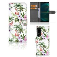 Sony Xperia 5III | Telefoonhoesje | Met pasjeshouder | Flamingo Palms