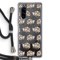 Slapende poes: Sony Xperia 5 Transparant Hoesje met koord