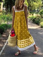 Women Sleeveless Polka Dots Casual Weaving Dress - thumbnail