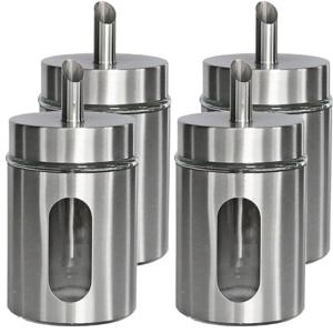 4x stuks suikerpot/suikerstrooier RVS metaal met strooi tuit 260 ml