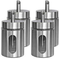 4x stuks suikerpot/suikerstrooier RVS metaal met strooi tuit 260 ml