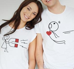 T-shirts koppels Camiseta pareja con magneto