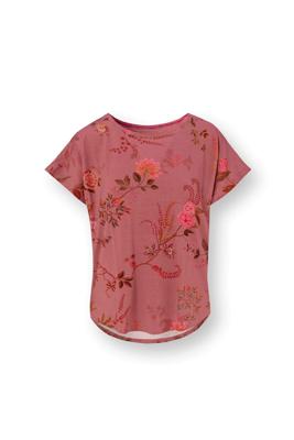 Pip Studio Tatum Top Korte Mouw Bodhi Flower Donkerroze M