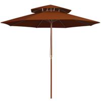 VidaXL Parasol dubbeldekker met houten paal 270 cm terracottakleurig