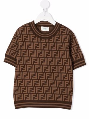 Fendi Kids haut à motif FF - Marron