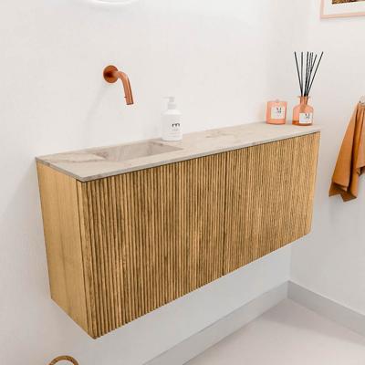 Toiletmeubel Mondiaz Joya Dlux | 101.6 cm | Meubelkleur Oak | Faye wastafel Frappe Wasbak Links | Zonder kraangat(en)