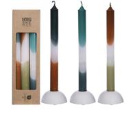 Dip Dye Candles Set 3 st. Petrol/Olive - Buitengewoon de boet