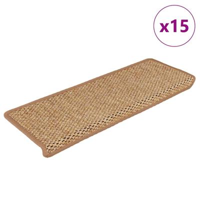 VidaXL Trapmatten zelfklevend 15 st sisal-look 65x21x4 cm oranje