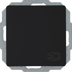HK05 - wandcontactdoos 1-voudig geaard met deksel en shutter mat-zwart