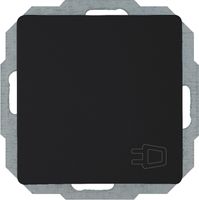 HK05 - wandcontactdoos 1-voudig geaard met deksel en shutter mat-zwart - thumbnail