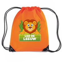Leo de Leeuw trekkoord rugzak / gymtas oranje voor kinderen - thumbnail