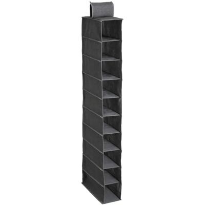 Kast organizer - hangend - 10 vakken - 30 x 15 x 120 cm - grijs - kleding opbergen