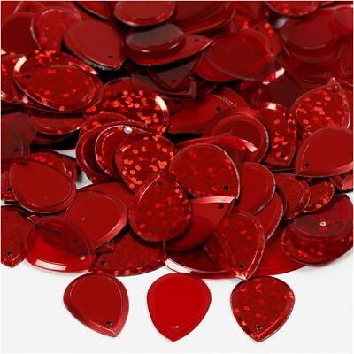 Creativ Company Pailletten, druppel, afm 14x19 mm, rood, 50 gr/ 1 doos