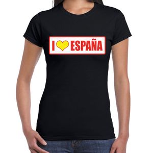 I love Espana / Spanje landen shirt met bordje in de kleuren van de Spaanse vlag  zwart voor dames 2XL  -