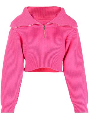 Jacquemus pull crop à col zippé - Rose