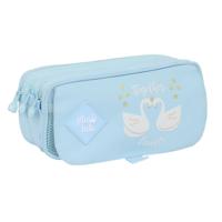 Pennenetui met 3 vakken Glow Lab Cisnes Licht Blauw 21,5 x 10 x 8 cm