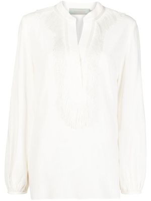 Silvia Tcherassi blouse frangée à col v - Blanc