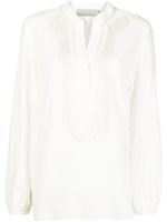 Silvia Tcherassi blouse frangée à col v - Blanc