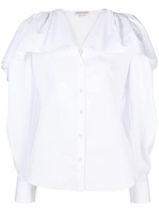 Alexander McQueen chemise en coton à volants - Blanc