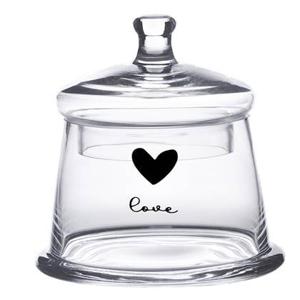 Clayre & Eef Voorraadpot Deksel Ø 12x13 cm Glas Rond Hart Love