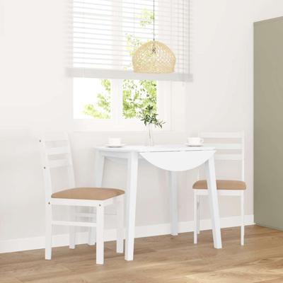 Eetkamerstoelen met kussens 2 st massief hout rubber wit