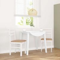 Eetkamerstoelen met kussens 2 st massief hout rubber wit Eetkamerstoelen met kussens 2 st massief hout rubber wit