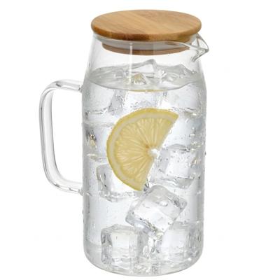 Gerimport Water / sapkan - met bamboe deksel - 1,4 ltr - glas - schenkkan
