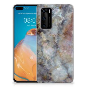 Huawei P40 TPU Siliconen Hoesje Marmer Grijs