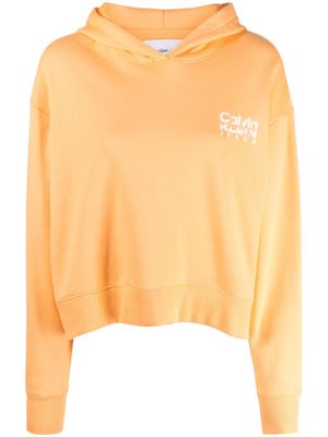 Calvin Klein hoodie en coton à logo imprimé - Orange