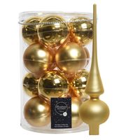 Decoris kerstballen 16x stuks 8 cm incl. piek mat goud - glas