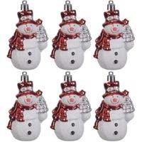 Kersthangers sneeuwpoppen - 6x st - 8 cm - kunststof - kerstornamenten