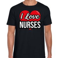 I love nurses / zusters verkleed t-shirt zwart voor heren - Outfit verkleed feest