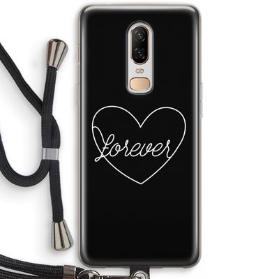 Forever heart black: OnePlus 6 Transparant Hoesje met koord