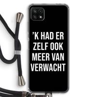 Meer verwacht - Zwart: Samsung Galaxy A22 5G Transparant Hoesje met koord