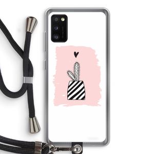 Zwart-wit cactus: Samsung Galaxy A41 Transparant Hoesje met koord
