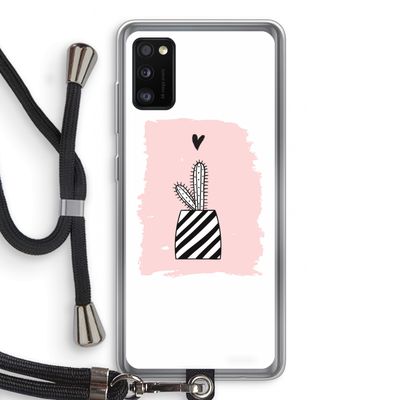 Zwart-wit cactus: Samsung Galaxy A41 Transparant Hoesje met koord