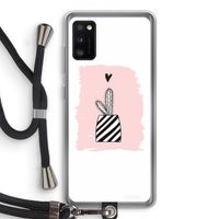 Zwart-wit cactus: Samsung Galaxy A41 Transparant Hoesje met koord