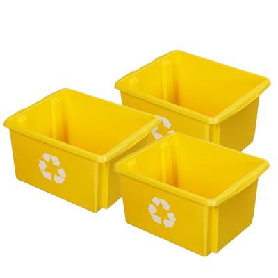 Sunware opslagbox - 3x - geel - 32 liter - 45 x 36 x 24 cm - kunststof - opbergbox